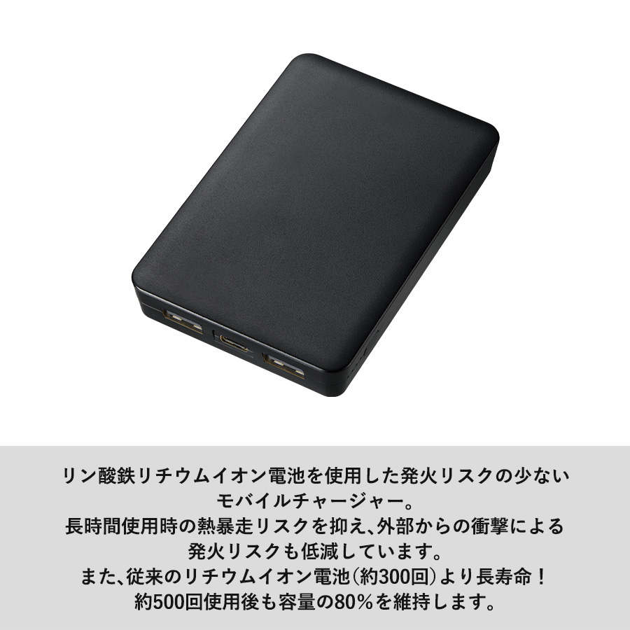 全面印刷できるモバイルチャージャー5000(リン酸鉄使用) ホワイト(TE-0055-044)画像-4