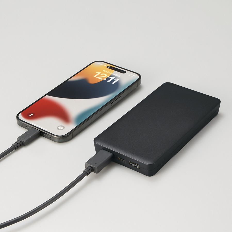 全面印刷できるモバイルチャージャー10000(リン酸鉄使用) ブラック(TE-0056-009)画像-12