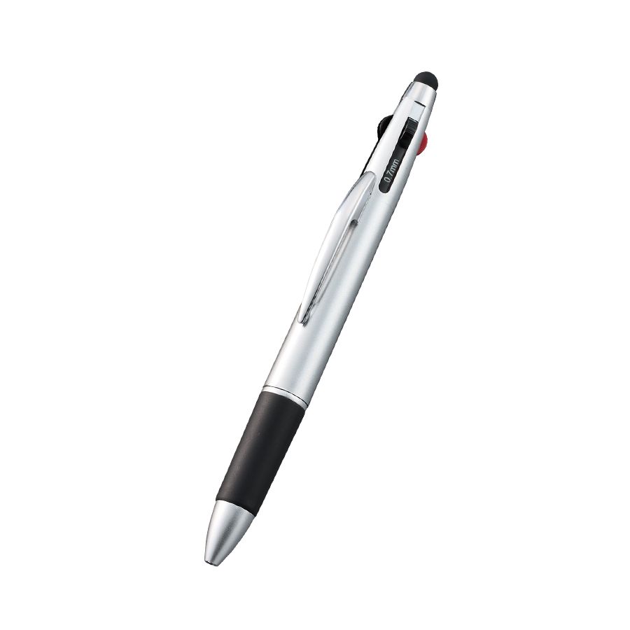 タッチペン付3色+1色スリムペン(再生ABS)　シルバー（TF-0124-005）画像-1