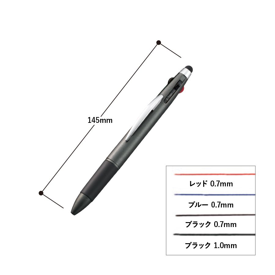 タッチペン付3色+1色スリムペン(再生ABS)　シャンパンゴールド（TF-0124-018）画像-3