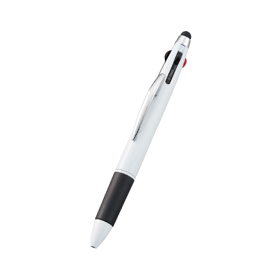 タッチペン付3色+1色スリムペン(再生ABS)　ホワイト