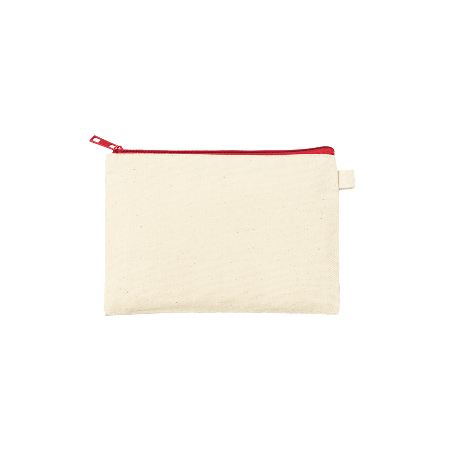 カラーファスナーキャンバスフラットポーチ(S) レッド