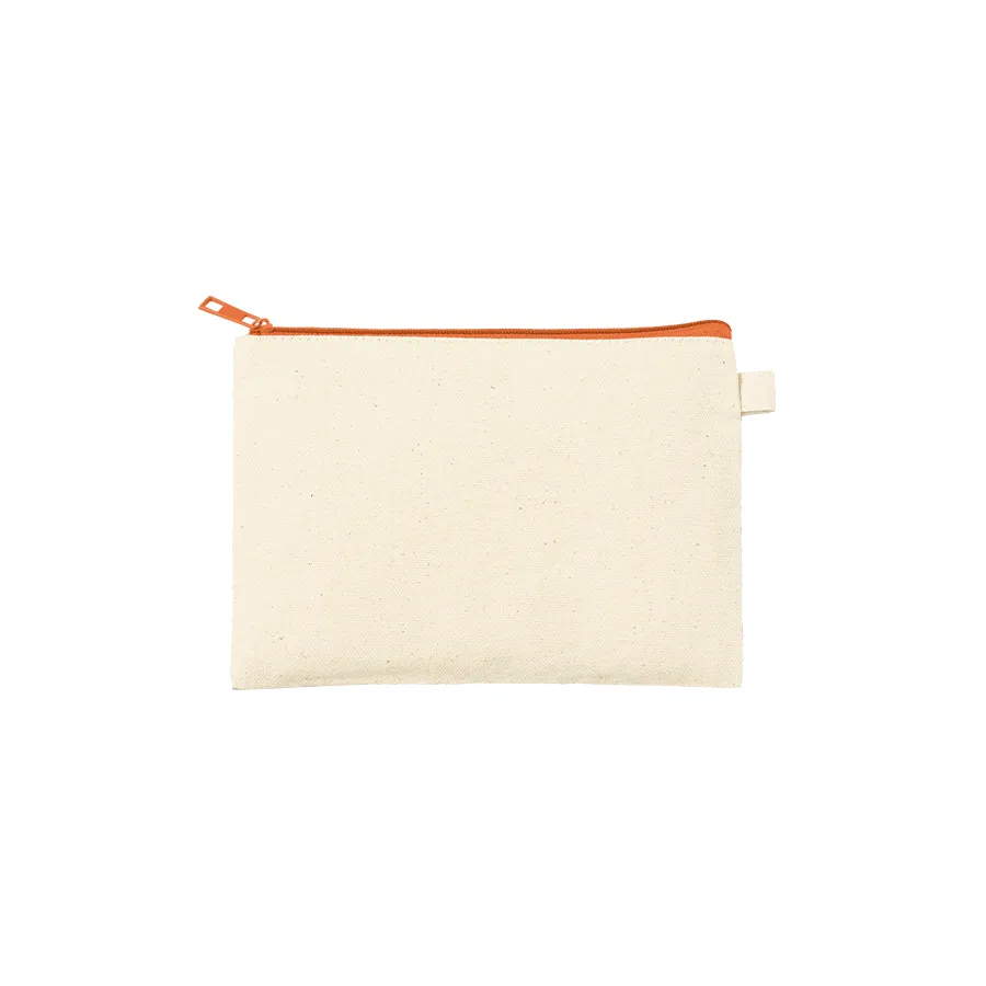カラーファスナーキャンバスフラットポーチ(S) オレンジ