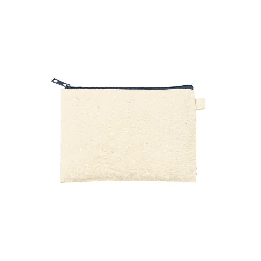 カラーファスナーキャンバスフラットポーチ(S) チャコールブラック