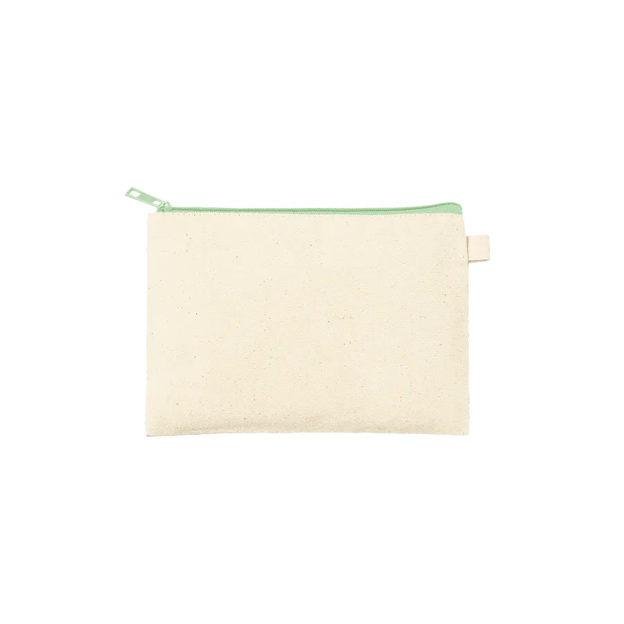 カラーファスナーキャンバスフラットポーチ(S) オリーブ