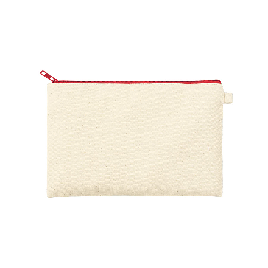 カラーファスナーキャンバスフラットポーチ(M) レッド