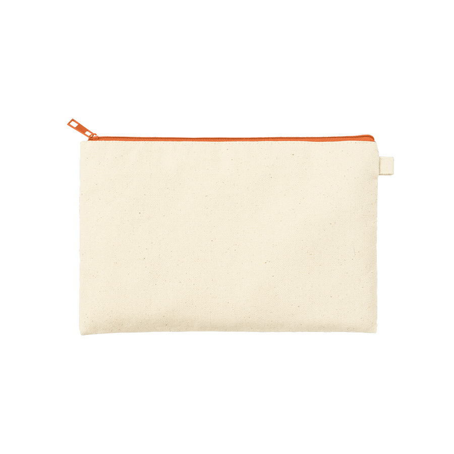カラーファスナーキャンバスフラットポーチ(M) オレンジ
