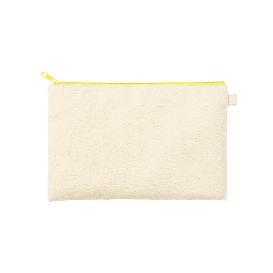 カラーファスナーキャンバスフラットポーチ(M) イエロー