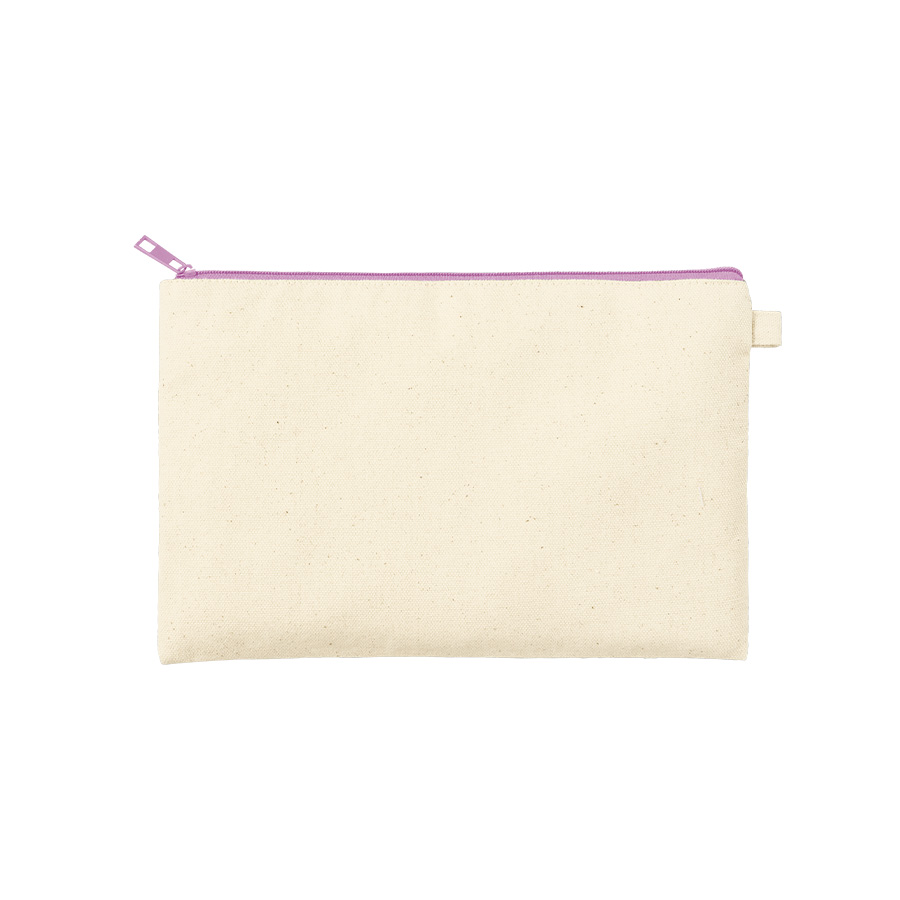 カラーファスナーキャンバスフラットポーチ(M) パープル
