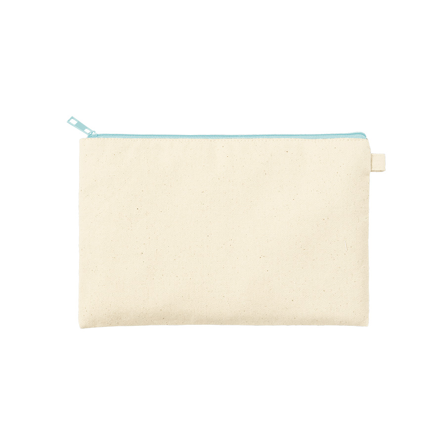 カラーファスナーキャンバスフラットポーチ(M) ライトブルー