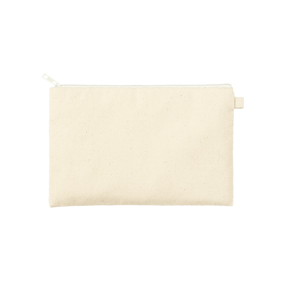 カラーファスナーキャンバスフラットポーチ(M) ホワイト