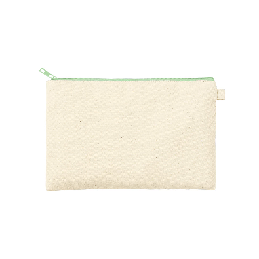 カラーファスナーキャンバスフラットポーチ(M) オリーブ