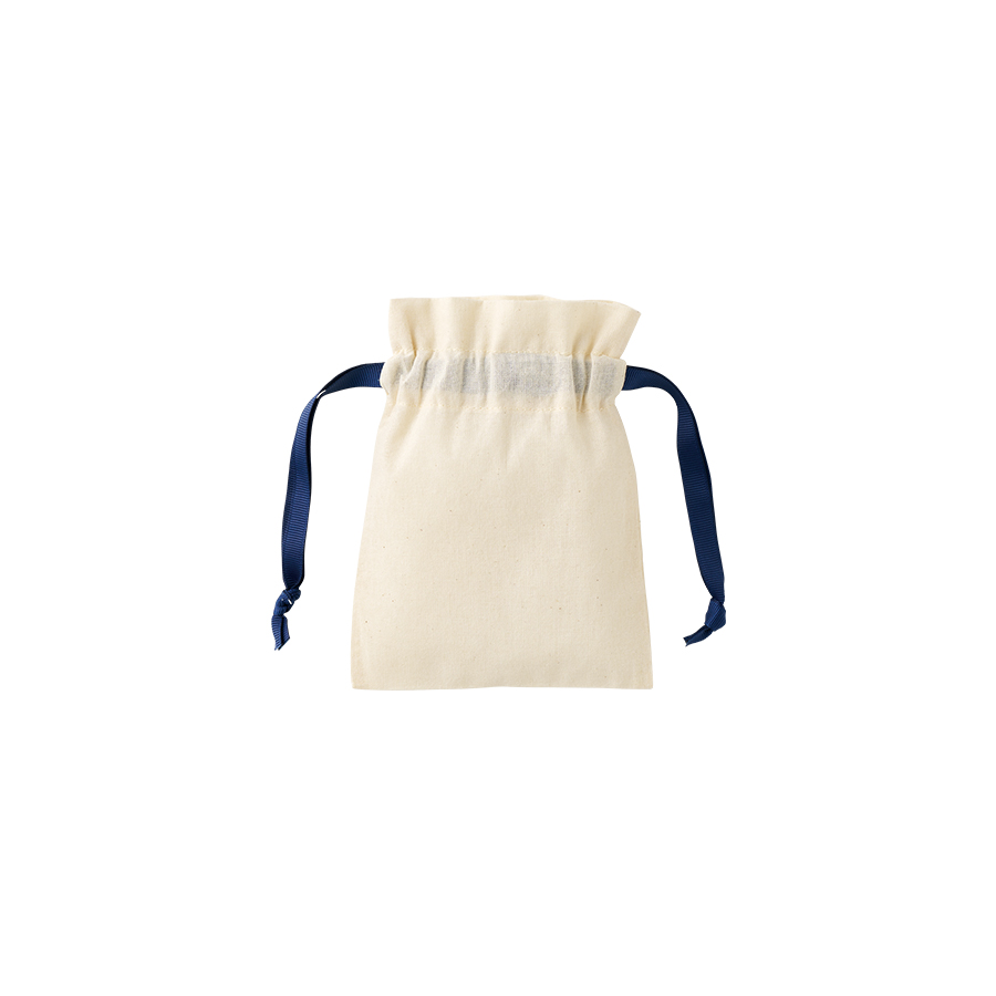 コットンカラーリボン巾着(SS)ネイビー