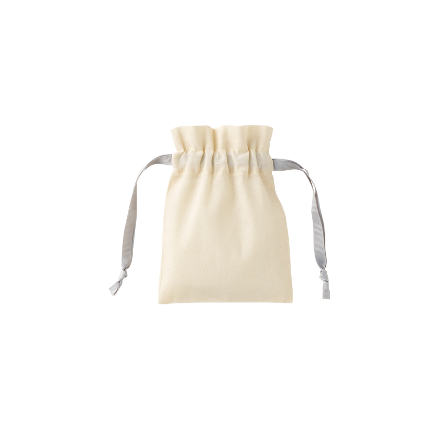 コットンカラーリボン巾着(SS)グレー