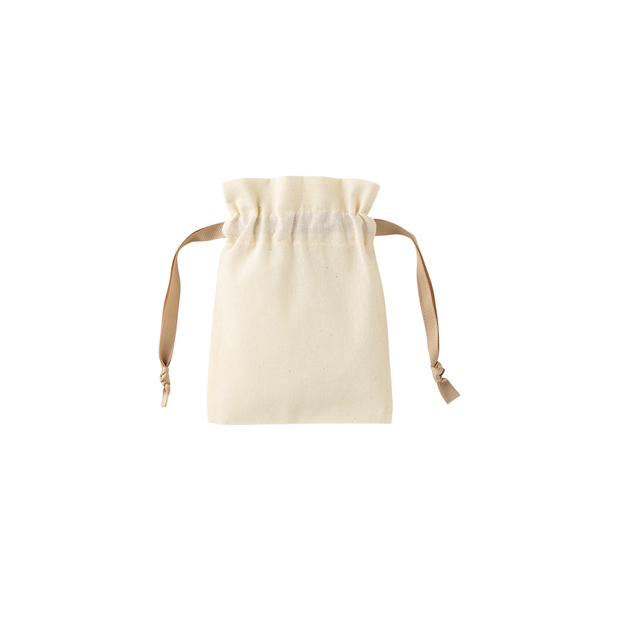 コットンカラーリボン巾着(SS)ベージュ