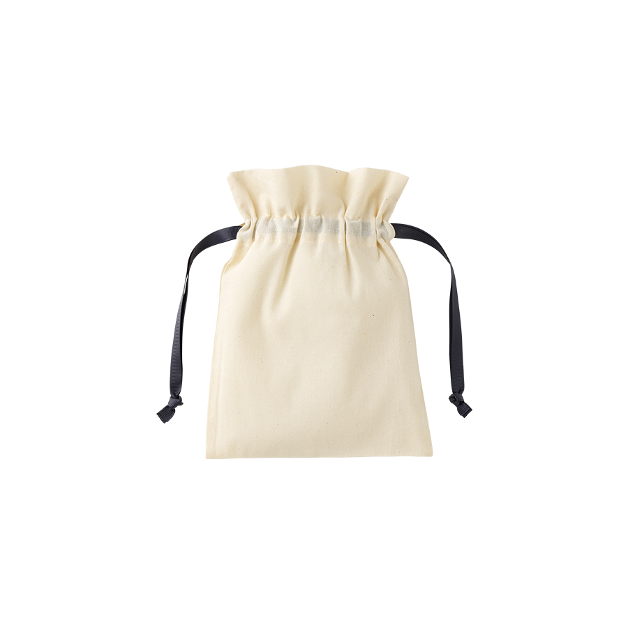 コットンカラーリボン巾着(S)ブラック