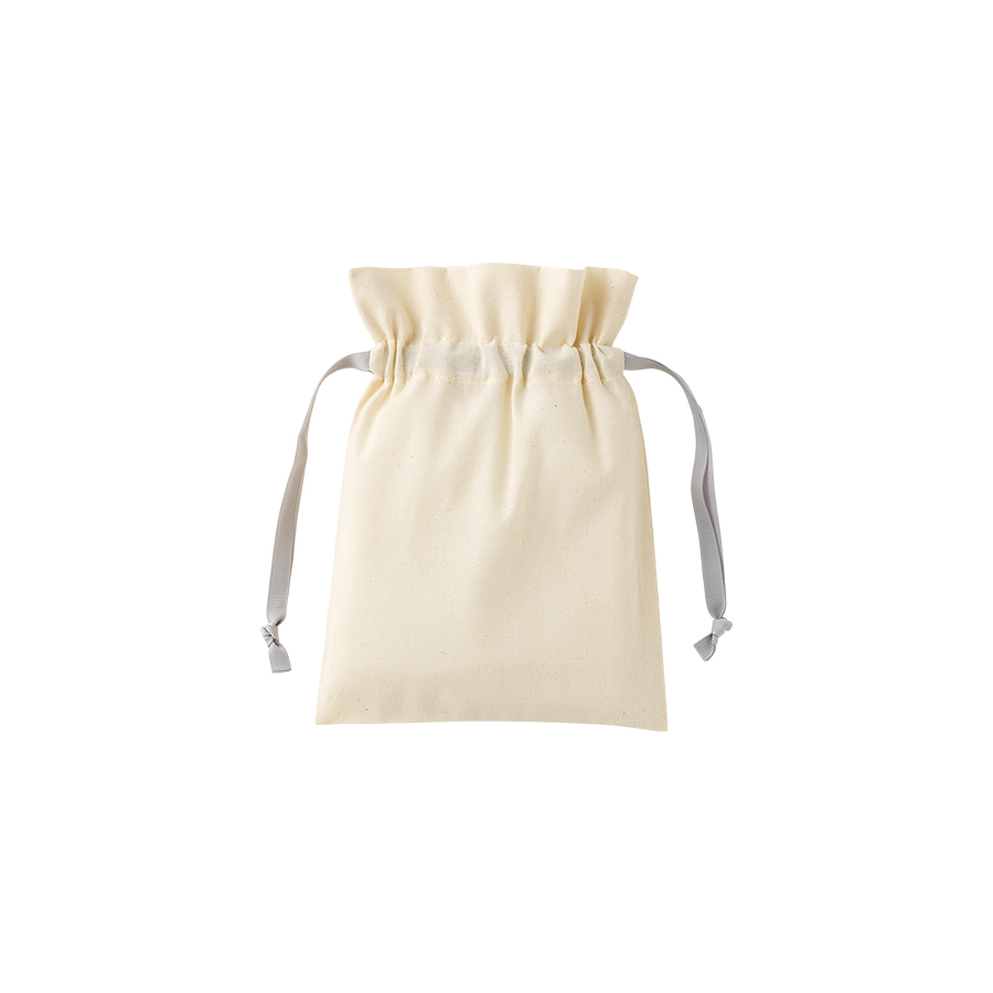 コットンカラーリボン巾着(S)グレー