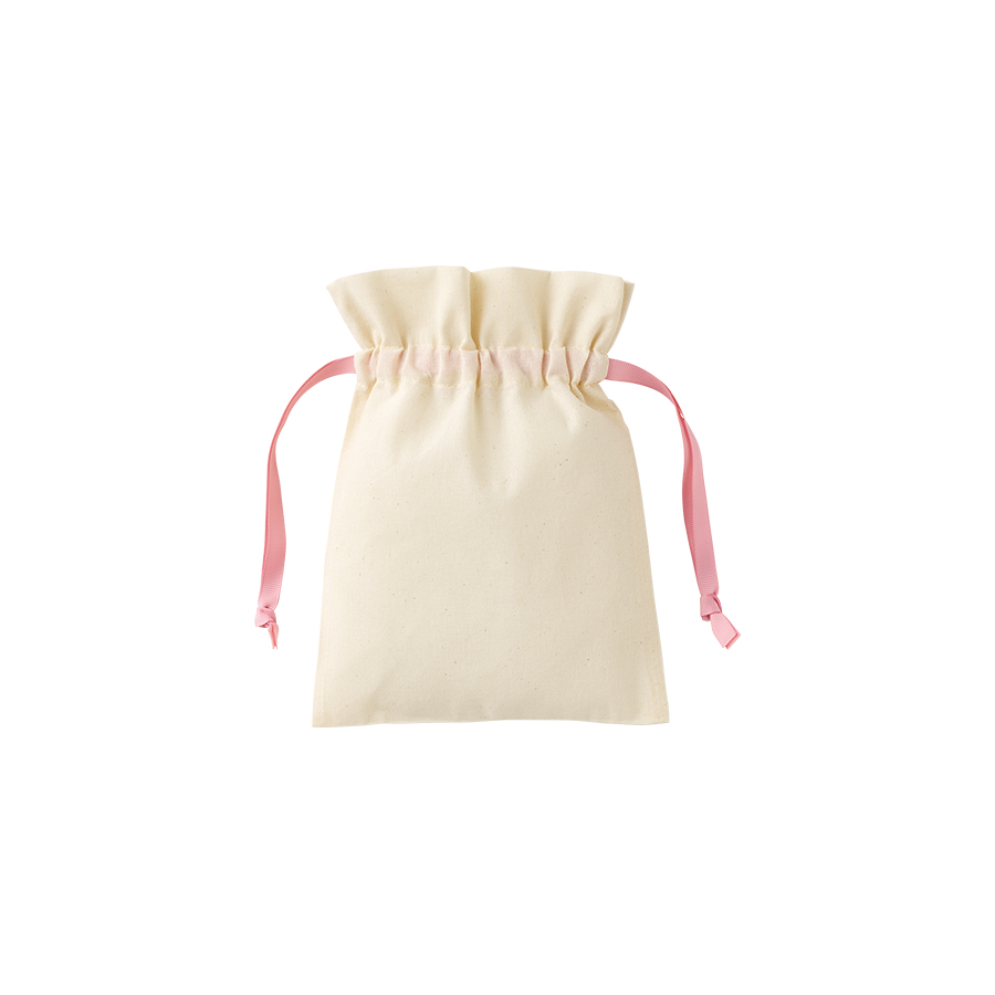 コットンカラーリボン巾着(S)ライトピンク