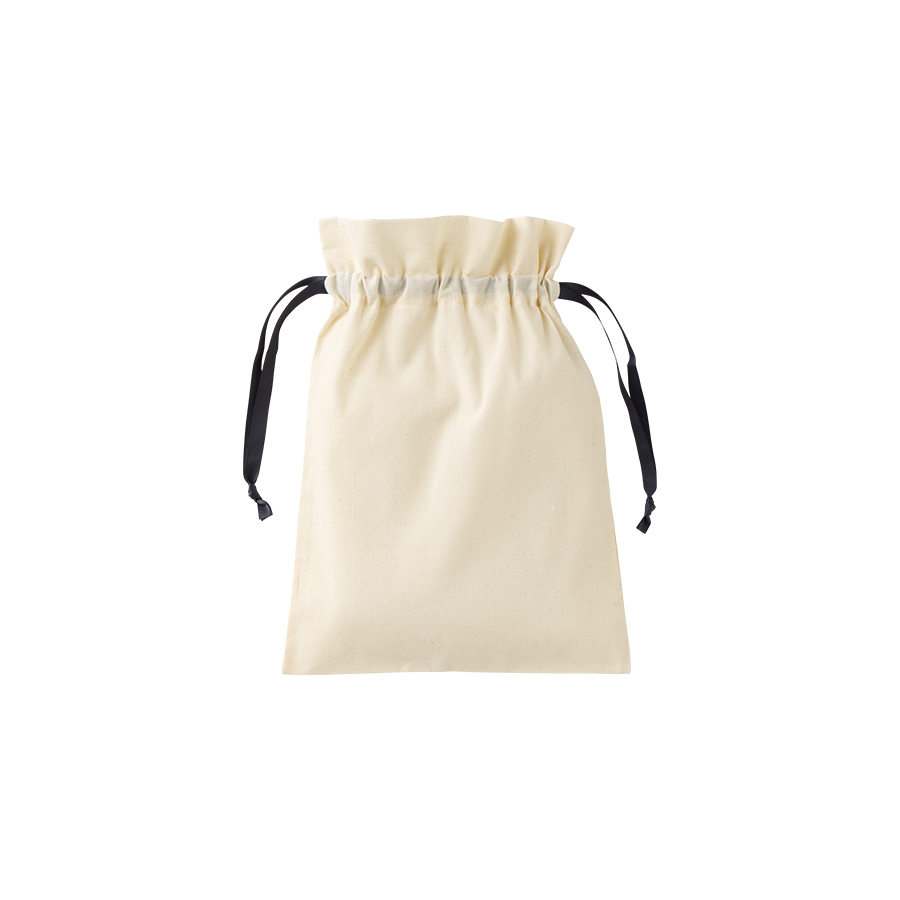 コットンカラーリボン巾着(M)ブラック