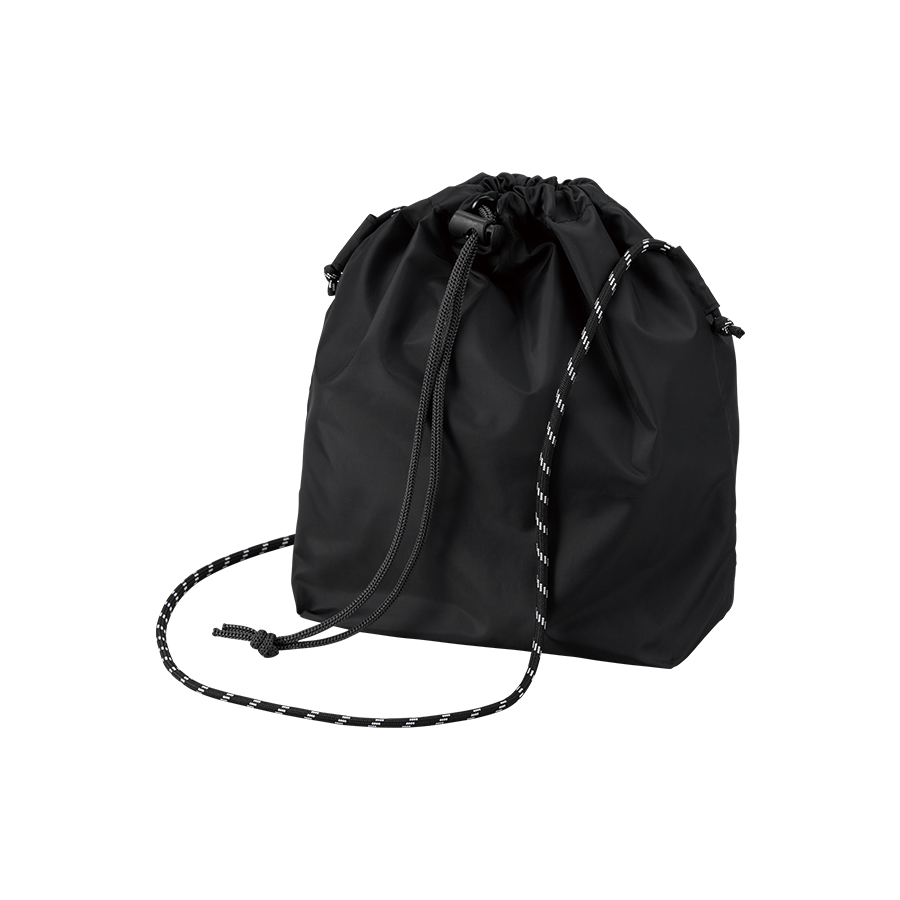 ファインライトポリ巾着ショルダー ブラック