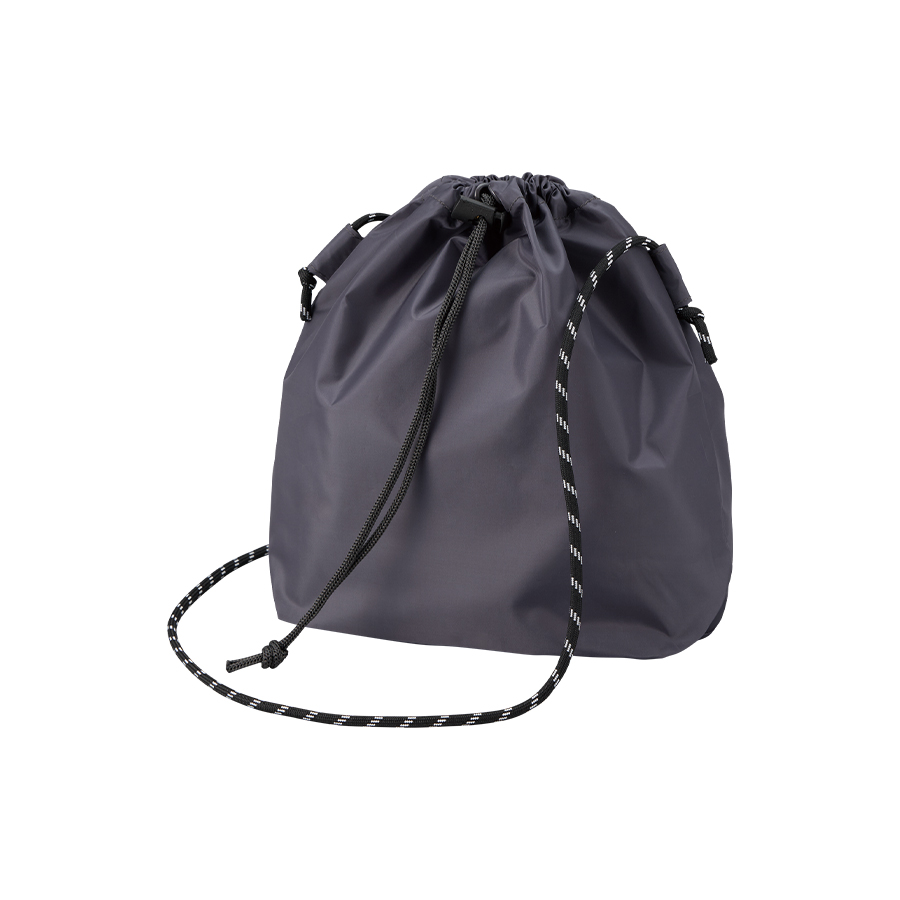 ファインライトポリ巾着ショルダー グレー