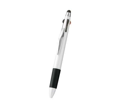 タッチペン付3色+1色スリムペン ホワイト（TS-1024-044）画像-1