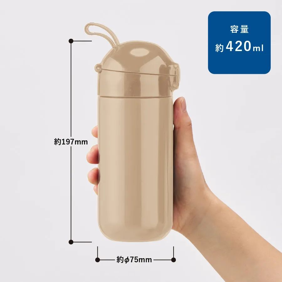 Maluttoワンタッチサーモステンレスボトル420ml チャコールブラック（TS-1842-009）画像-2