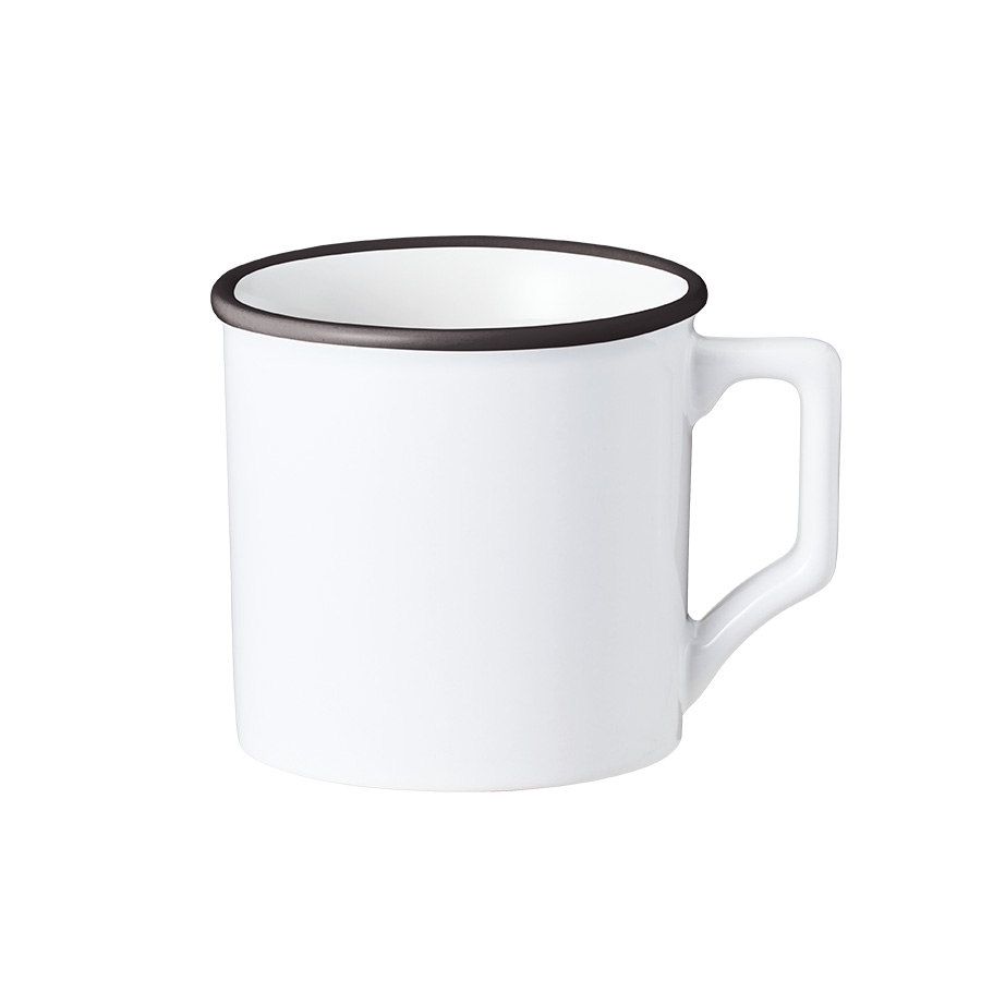 陶器マグストレート ラウンドリップ(M) ホワイト×ブラック