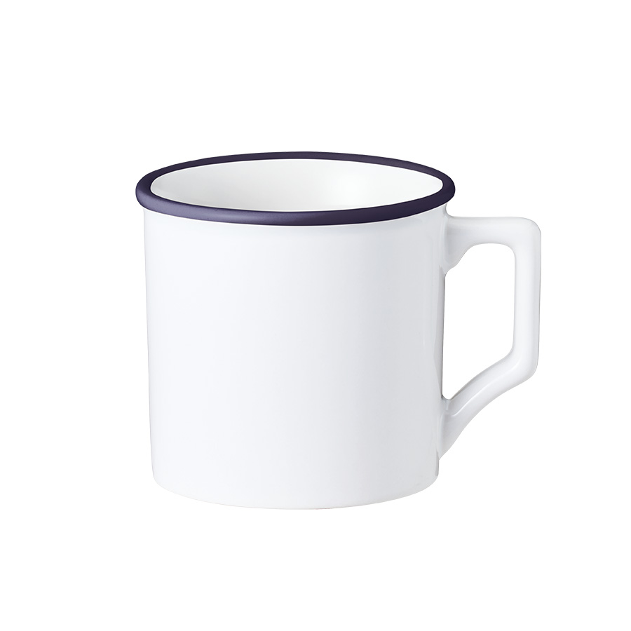 陶器マグストレート ラウンドリップ(M) ホワイト×ネイビー