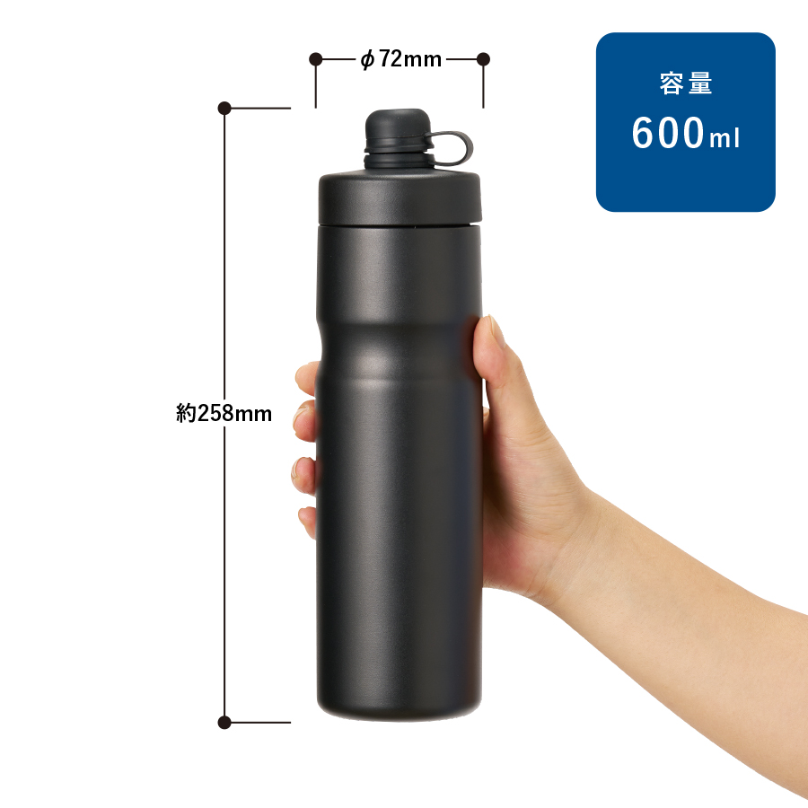 ステンレスサーモスポーツボトル600ml ブラック（TS-1960-009）画像-4